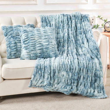 Blue fur throw blanket hot sale